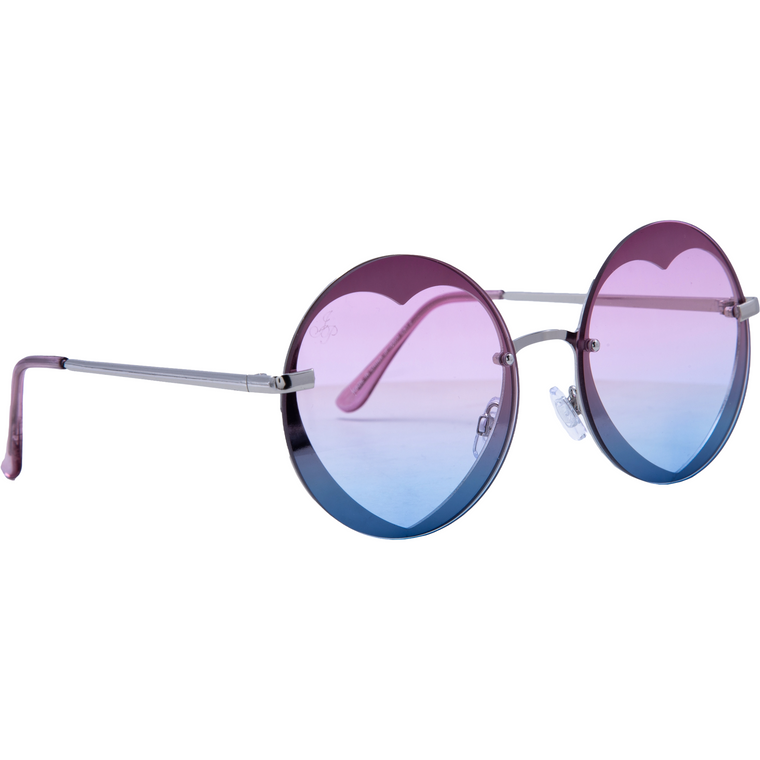 SILVER ROUND HEART FRAMES WITH PURPLE TO BLUE GRAD LENSES