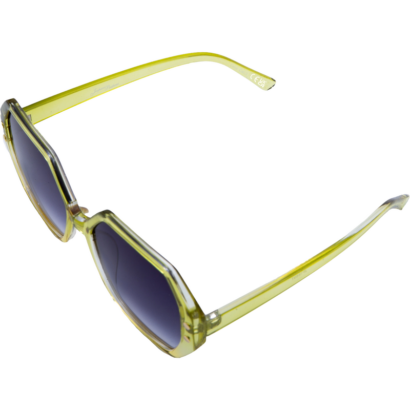 GREEN HEXAGON FRAME WITH BLUE LENSES