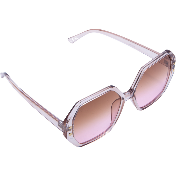 BEIGE HEXAGON FRAMES WITH PINK LENSES