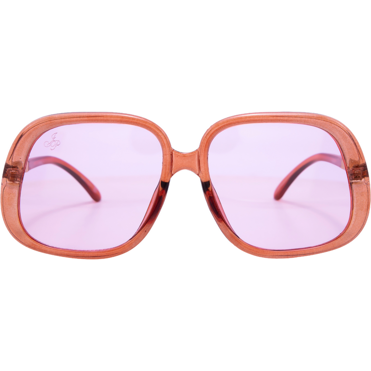 SQUARE ORANGE FRAME WITH PINK LENSES