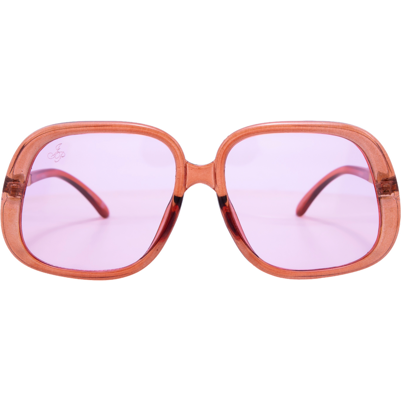 SQUARE ORANGE FRAME WITH PINK LENSES
