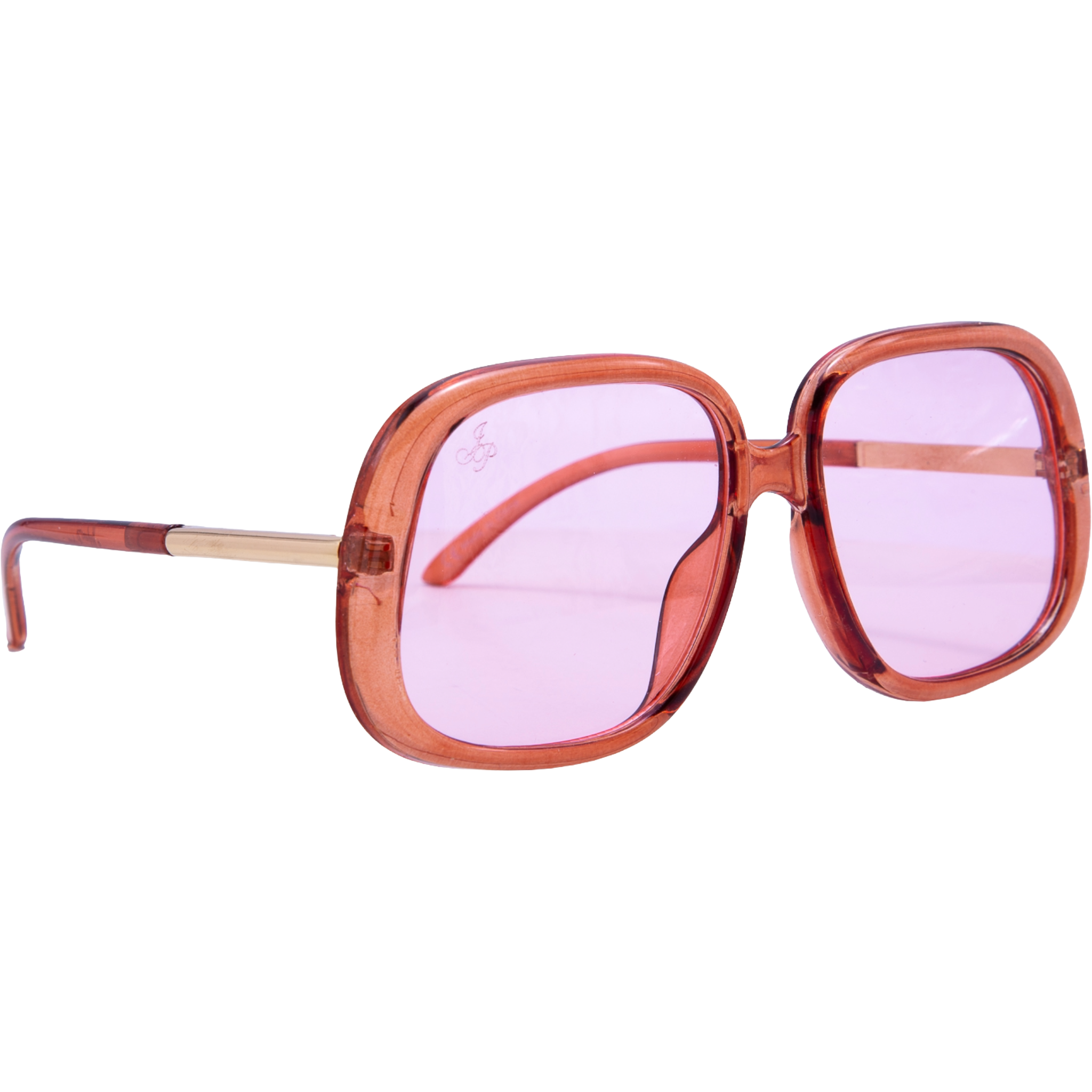 SQUARE ORANGE FRAME WITH PINK LENSES
