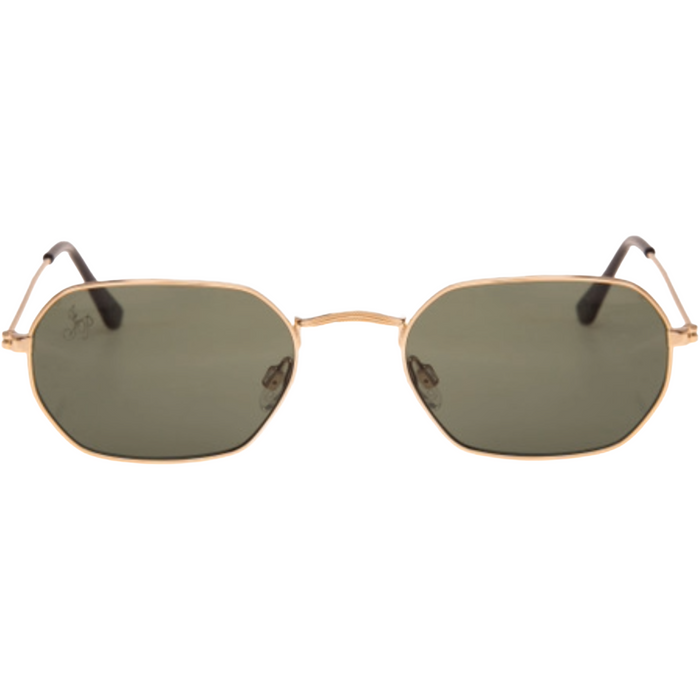 RECTANGLE FRAME IN GOLD WITH GREEN LENSES