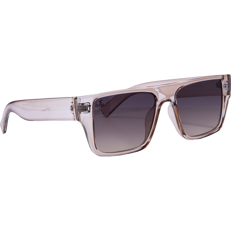 FLAT BROW FRAME IN BEIGE WITH SMOKE LENSES