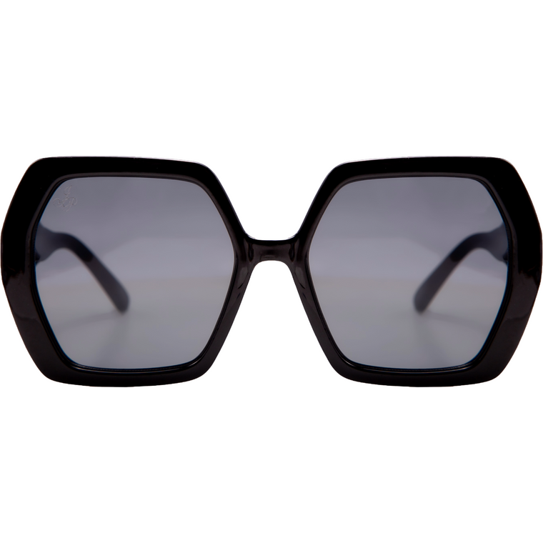 BLACK HEXAGON FRAMES WITH SMOKE LENSES
