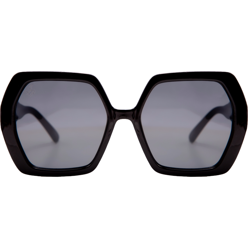 BLACK HEXAGON FRAMES WITH SMOKE LENSES