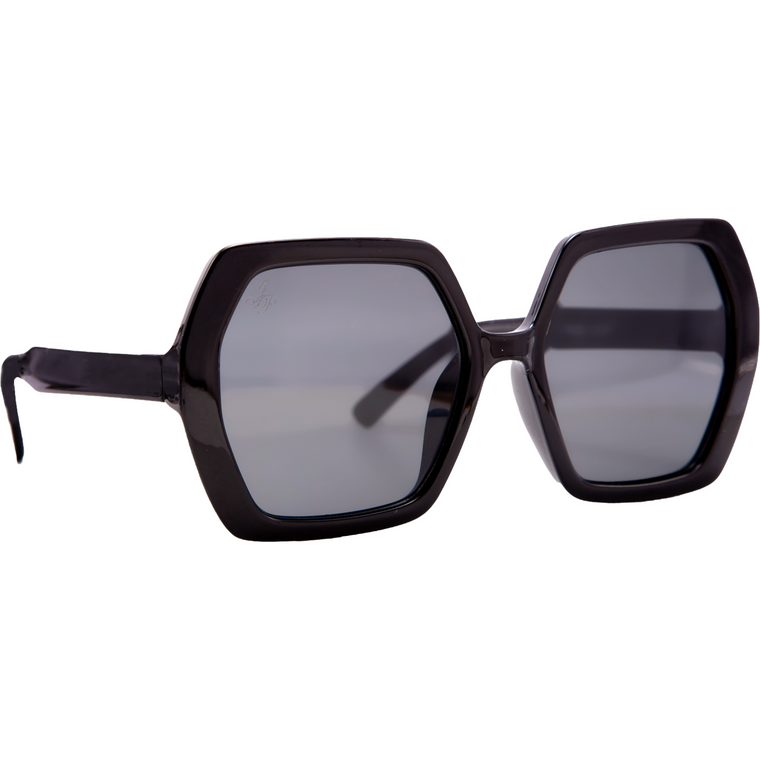 BLACK HEXAGON FRAMES WITH SMOKE LENSES