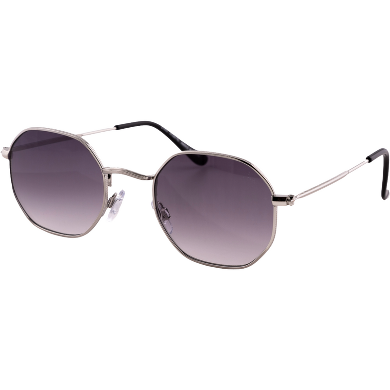 SILVER ROUND FRAME WITH PURPLE LENSES