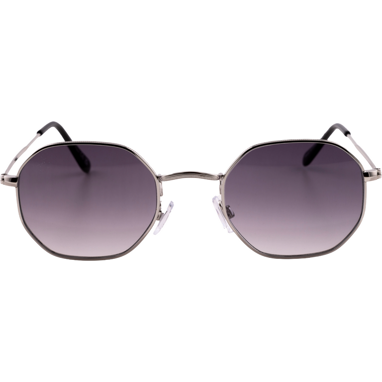 SILVER ROUND FRAME WITH PURPLE LENSES