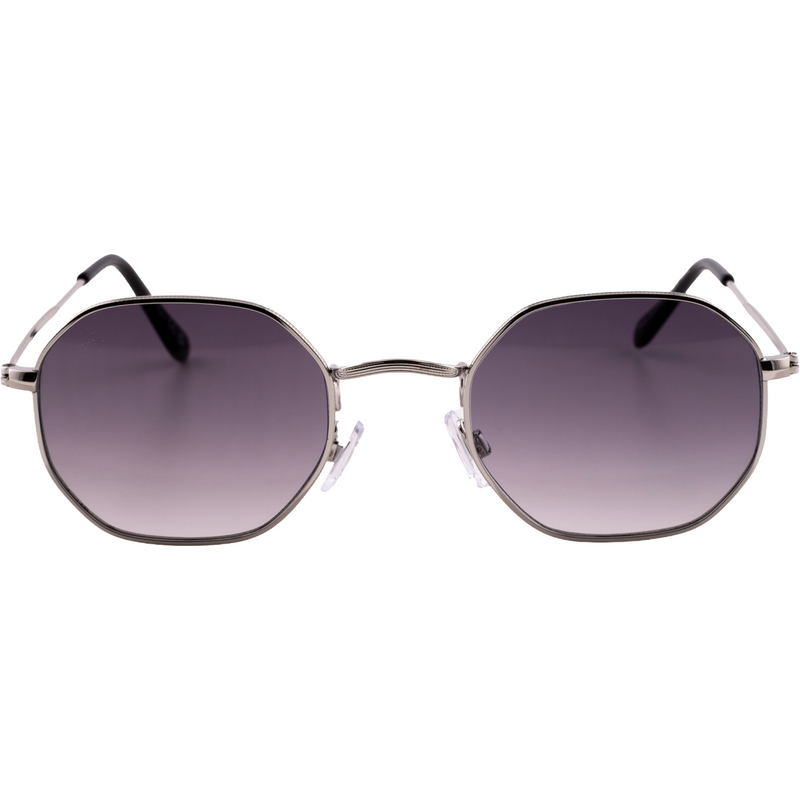 SILVER ROUND FRAME WITH PURPLE LENSES