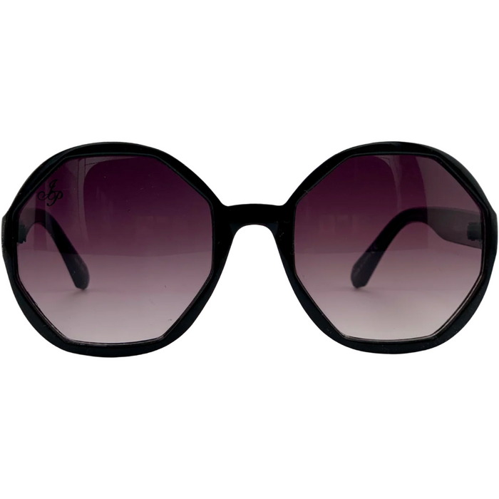 BLACK ROUND FRAME WITH PURPLE LENSES