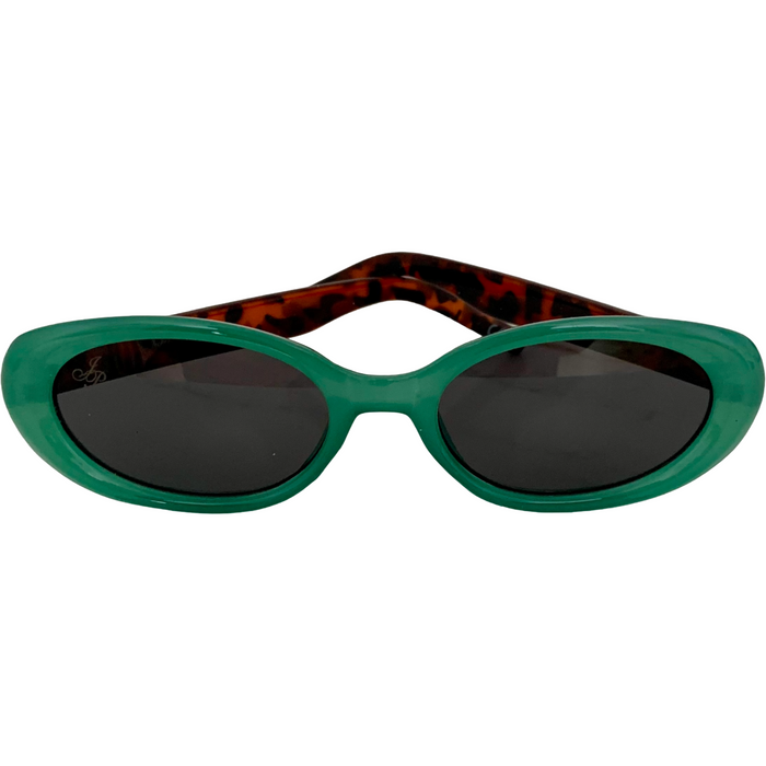 GREEN OVAL FRAME WITH GREY LENSES