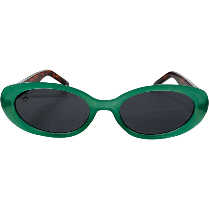 GREEN OVAL FRAME WITH GREY LENSES