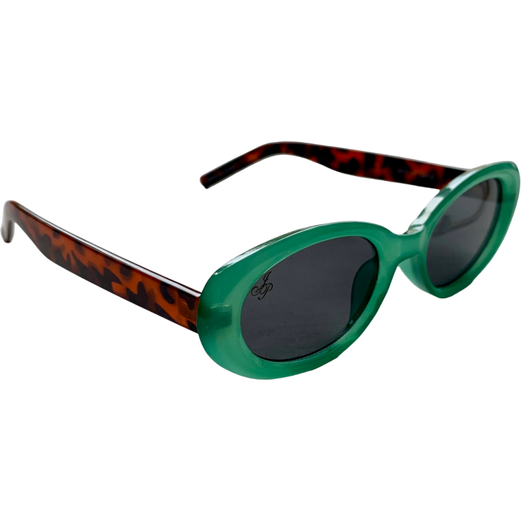 GREEN OVAL FRAME WITH GREY LENSES