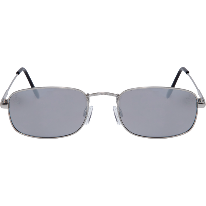 SILVER RECTANGLE FRAME WITH SILVER MIRROR LENSES