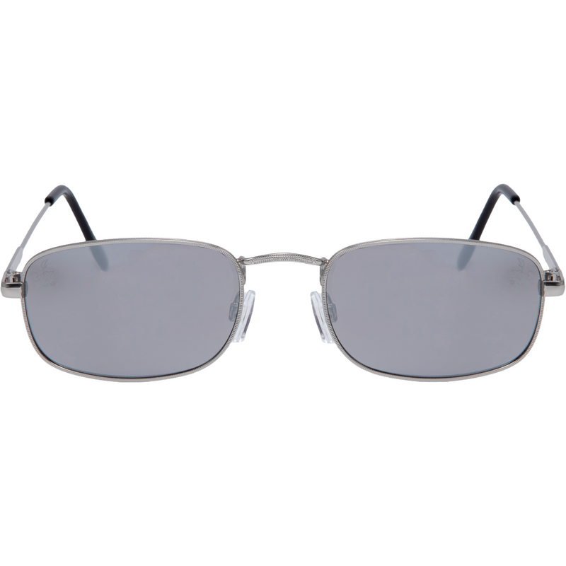SILVER RECTANGLE FRAME WITH SILVER MIRROR LENSES