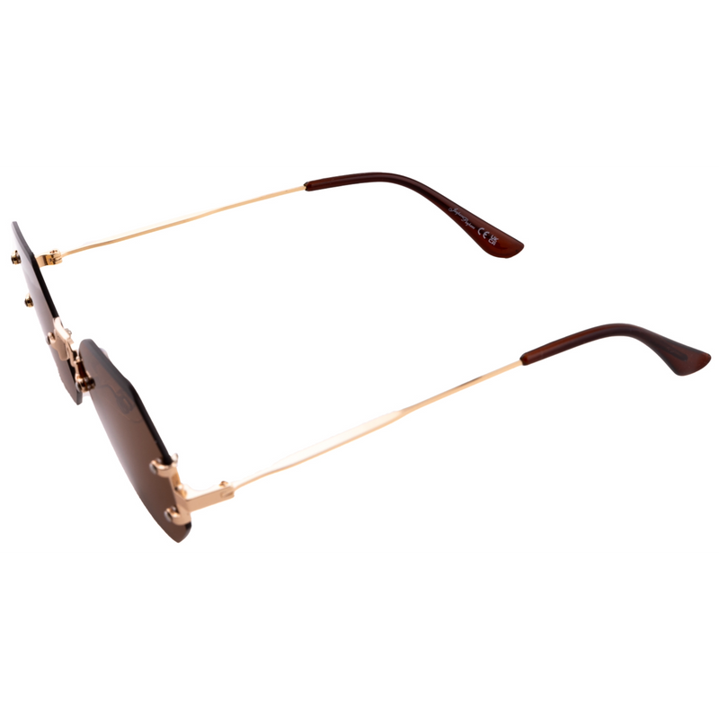 GOLD RIMLESS FRAME WITH BROWN LENSES