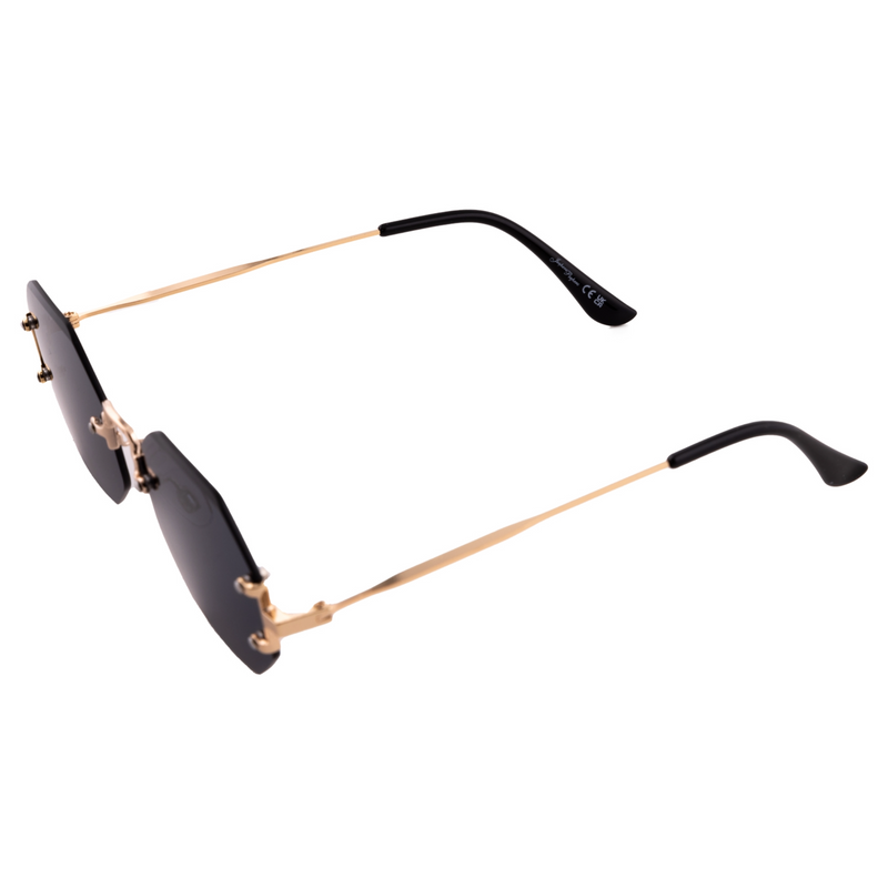 GOLD RIMLESS FRAME WITH BLACK LENSES