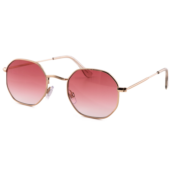 GOLD ROUND FRAME WITH PINK GRAD LENSES