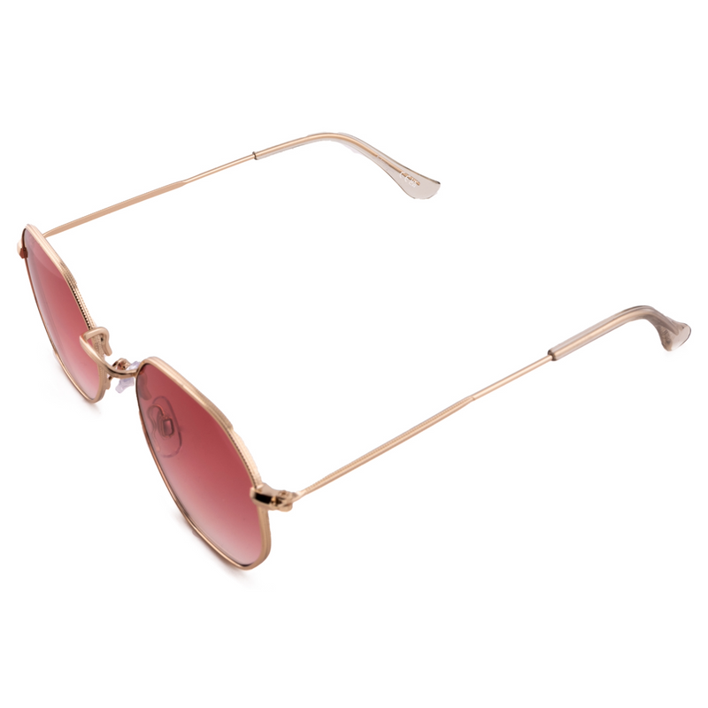 GOLD ROUND FRAME WITH PINK GRAD LENSES