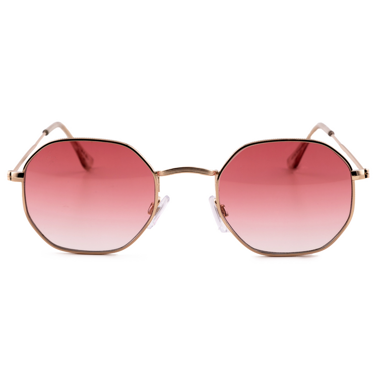 GOLD ROUND FRAME WITH PINK GRAD LENSES