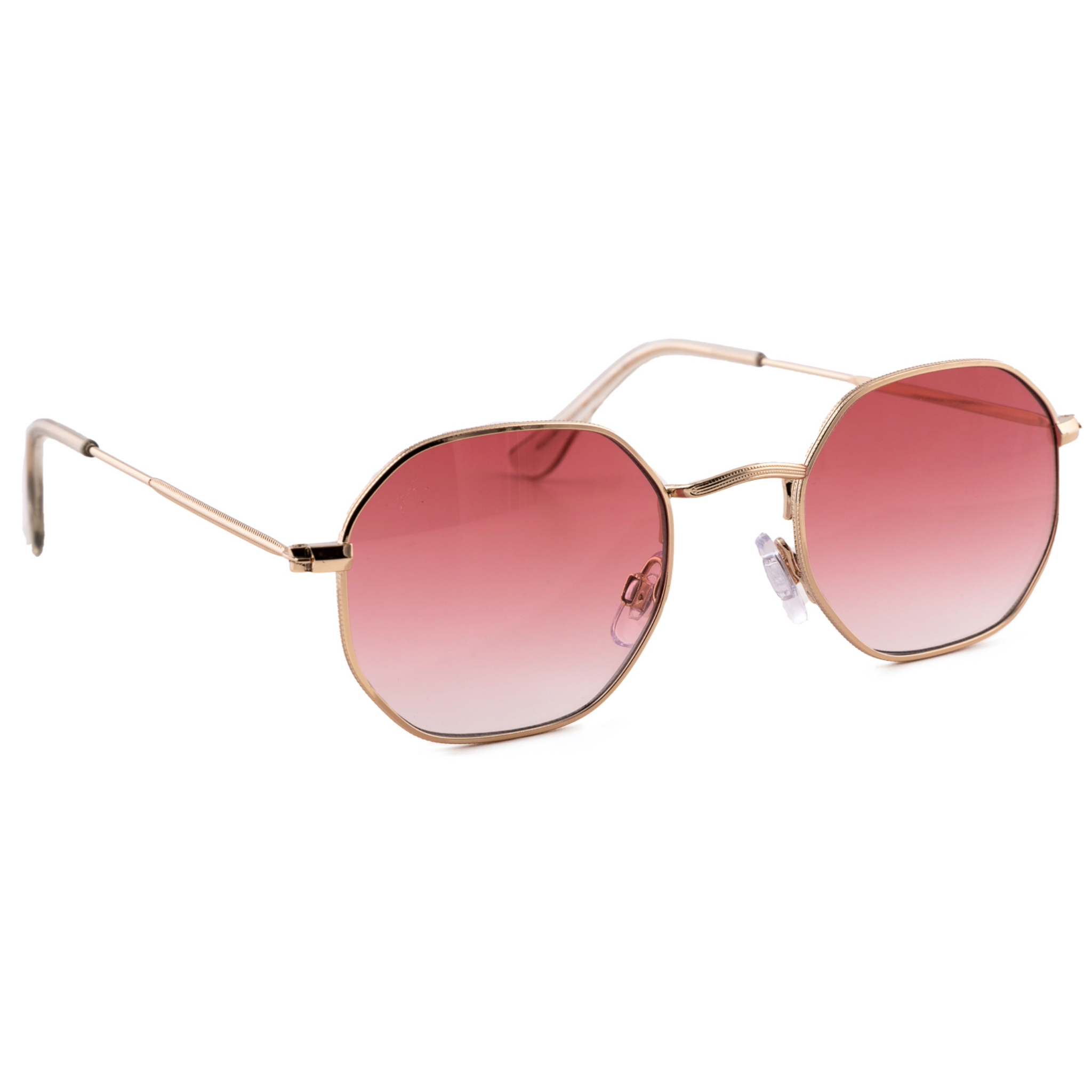 GOLD ROUND FRAME WITH PINK GRAD LENSES