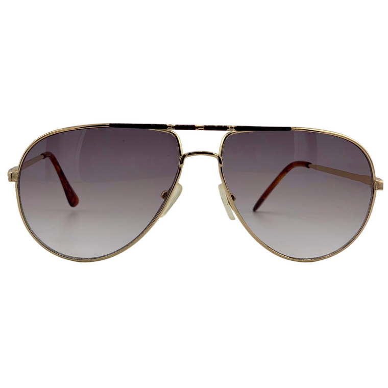 GOLD METAL AVIATOR WITH PURPLE GRAD LENSES