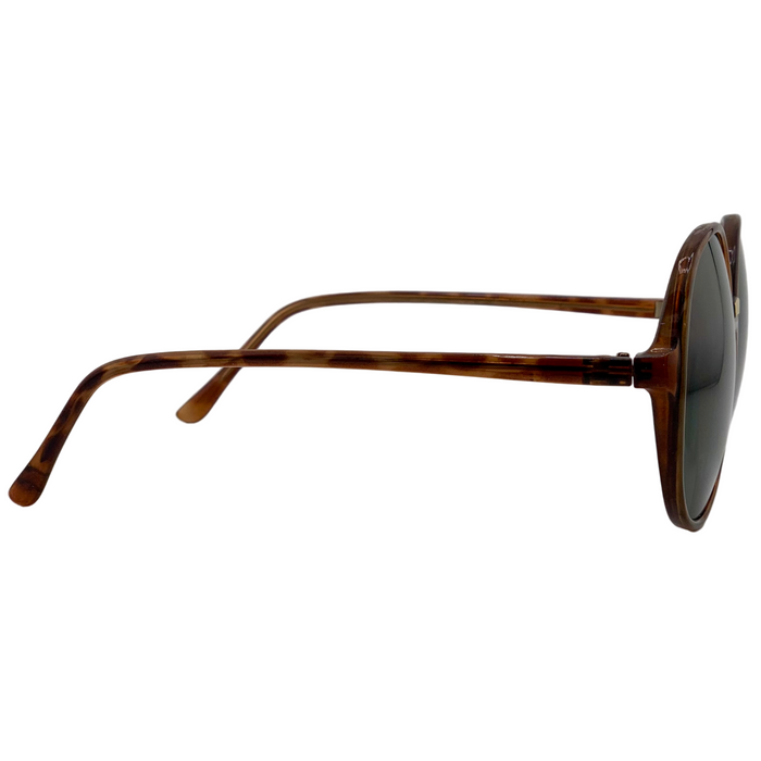 BROWN TORT ROUND FRAME WITH GREEN LENSES