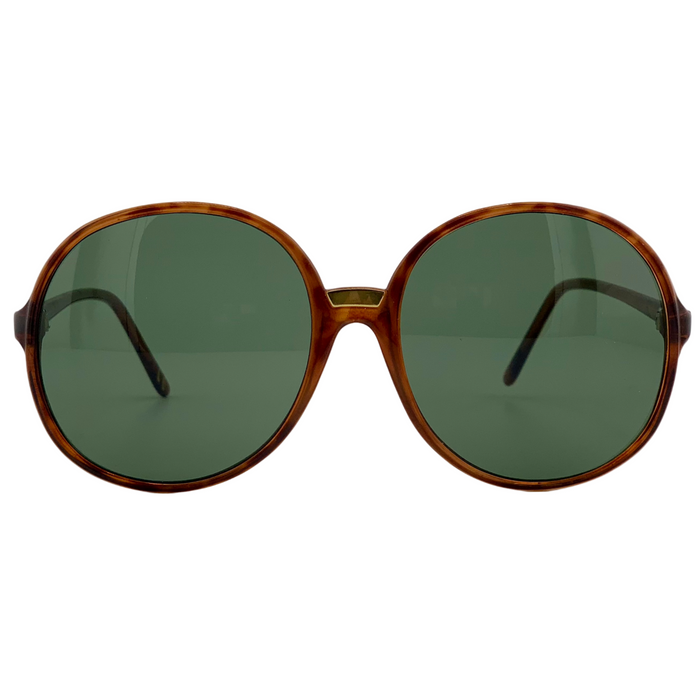 BROWN TORT ROUND FRAME WITH GREEN LENSES