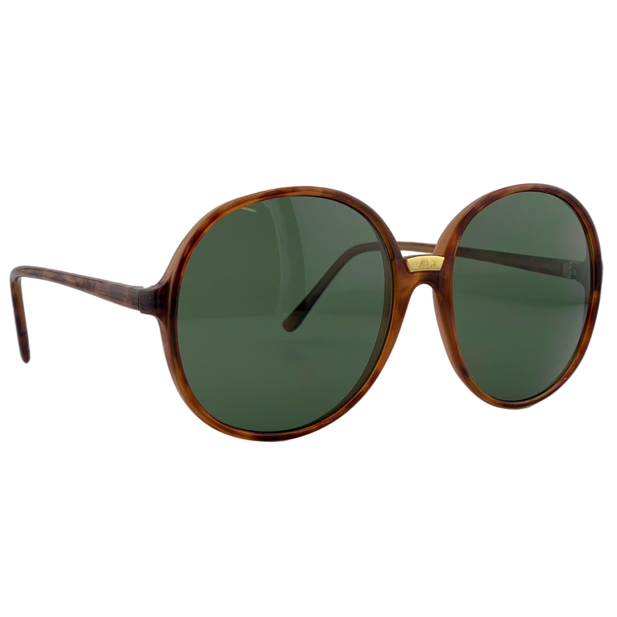 BROWN TORT ROUND FRAME WITH GREEN LENSES