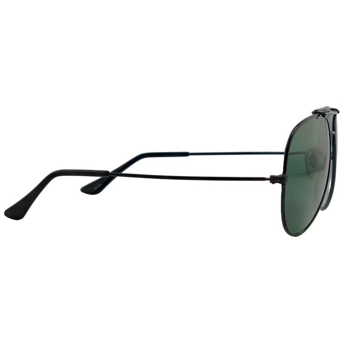 BLACK AVIATOR WITH GREEN LENSES
