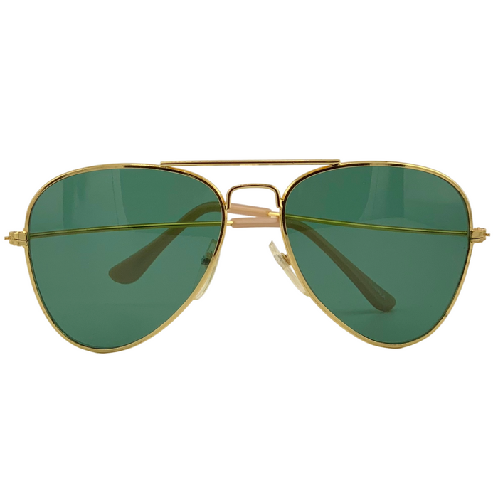 GOLD METAL AVIATOR FRAME WITH GREEN LENSES