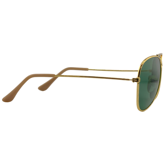 GOLD METAL AVIATOR FRAME WITH GREEN LENSES