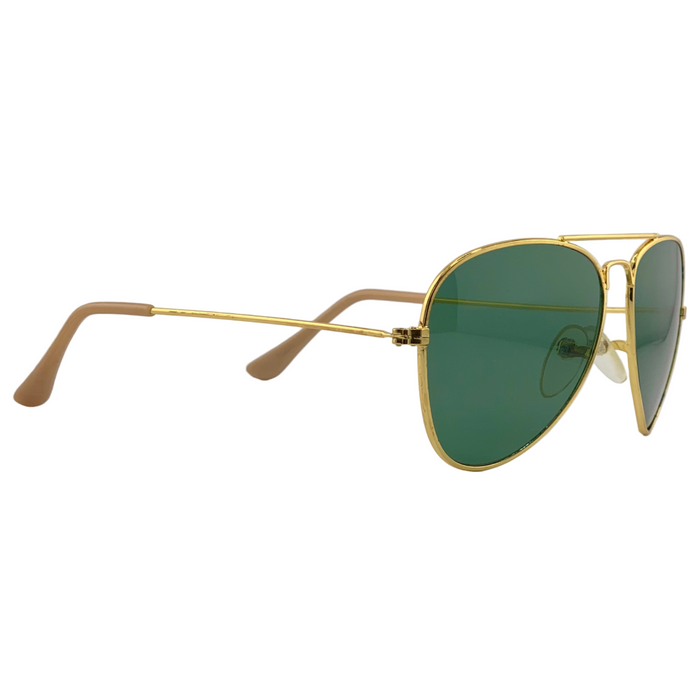 GOLD METAL AVIATOR FRAME WITH GREEN LENSES