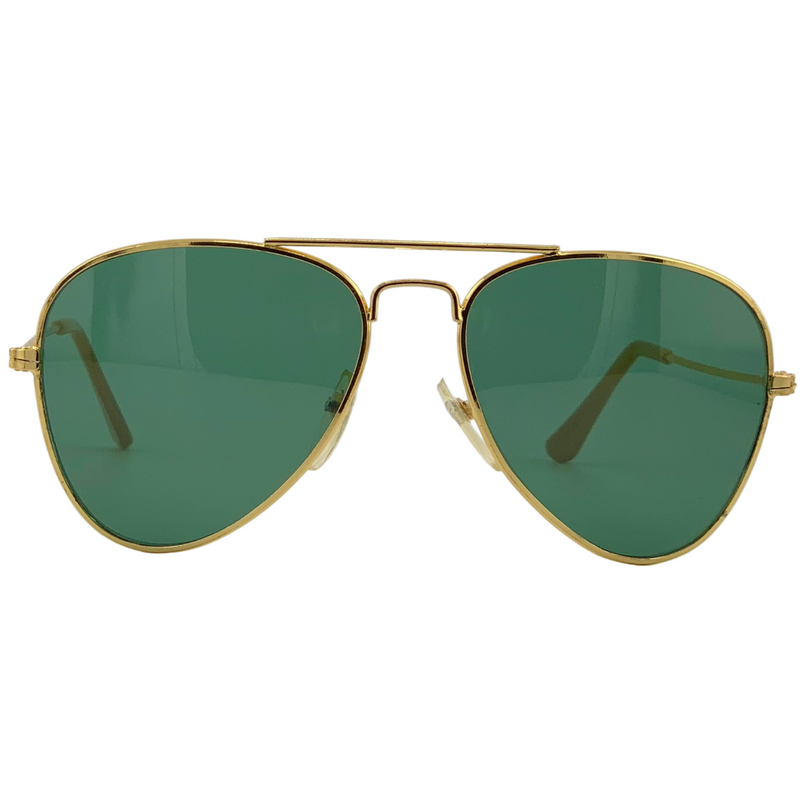 GOLD METAL AVIATOR FRAME WITH GREEN LENSES