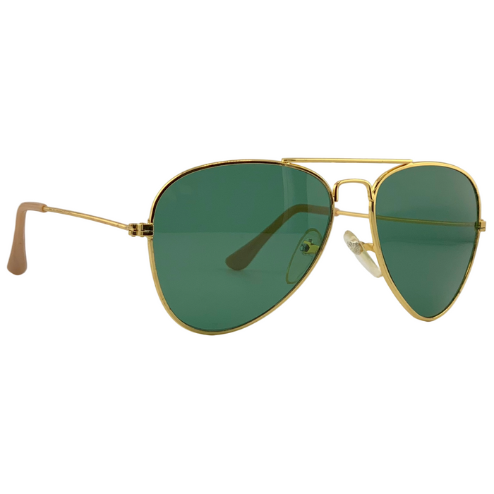 GOLD METAL AVIATOR FRAME WITH GREEN LENSES