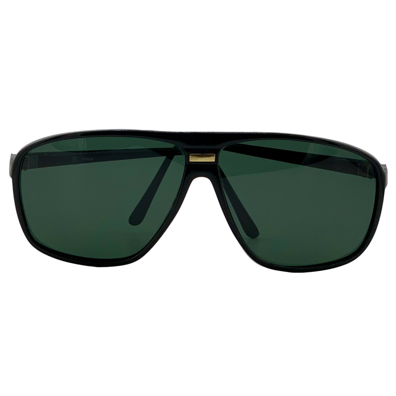 BLACK/GOLD SQUARE FRAME WITH GREEN LENSES