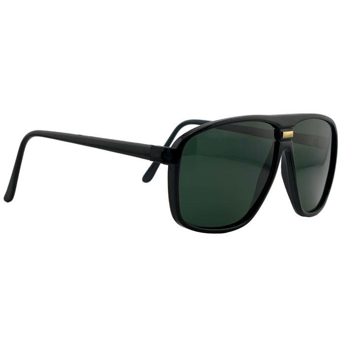BLACK/GOLD SQUARE FRAME WITH GREEN LENSES