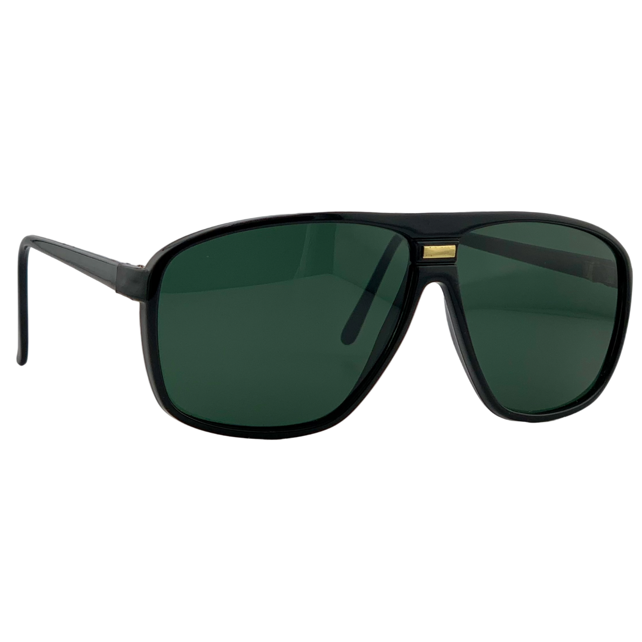 BLACK/GOLD SQUARE FRAME WITH GREEN LENSES