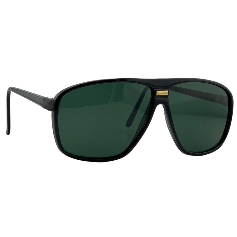 BLACK/GOLD SQUARE FRAME WITH GREEN LENSES