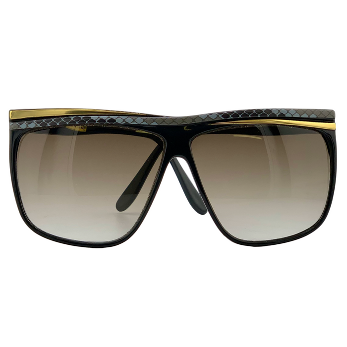 BLACK/GOLD/GREY OVERSIZED SQUARE WITH BROWN GRAD LENSES