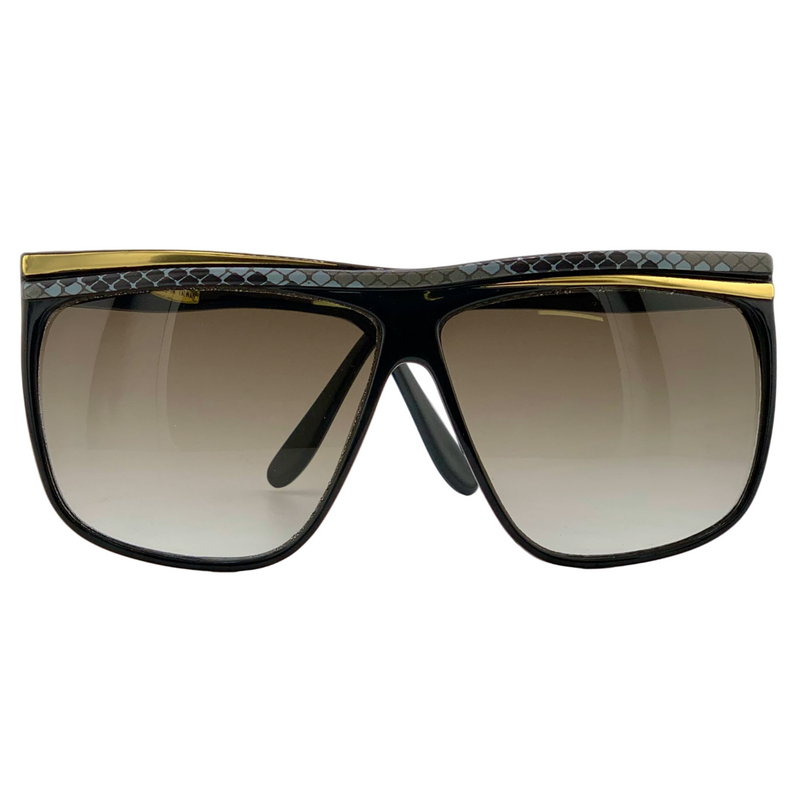 BLACK/GOLD/GREY OVERSIZED SQUARE WITH BROWN GRAD LENSES