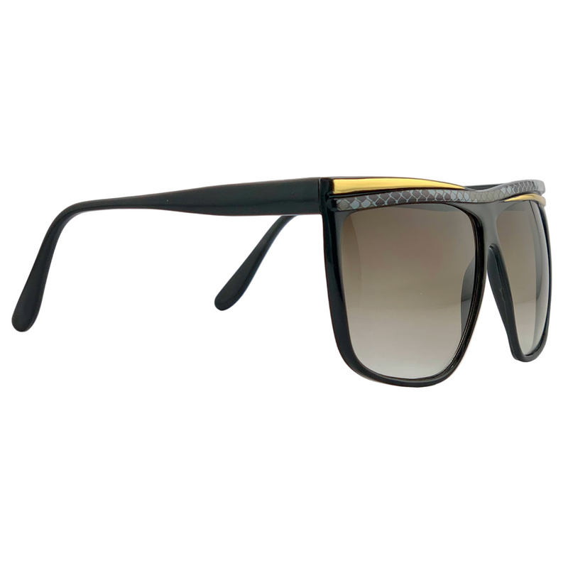 BLACK/GOLD/GREY OVERSIZED SQUARE WITH BROWN GRAD LENSES