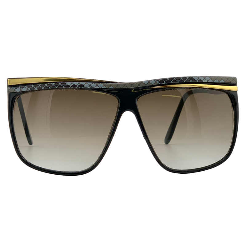 BLACK/GOLD/GREY OVERSIZED SQUARE WITH BROWN GRAD LENSES