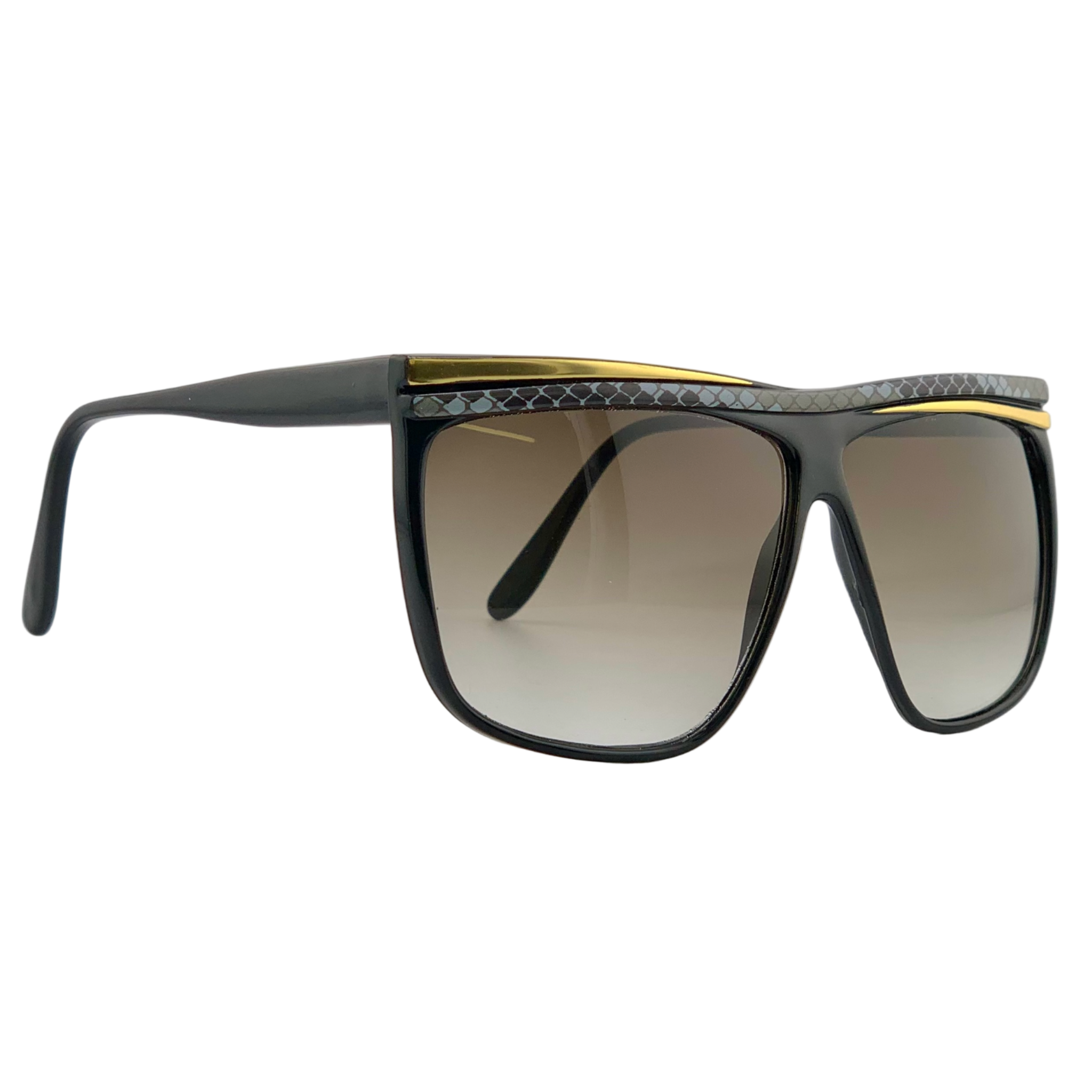 BLACK/GOLD/GREY OVERSIZED SQUARE WITH BROWN GRAD LENSES