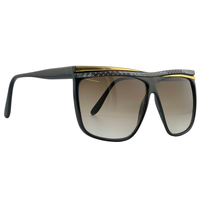 BLACK/GOLD/GREY OVERSIZED SQUARE WITH BROWN GRAD LENSES