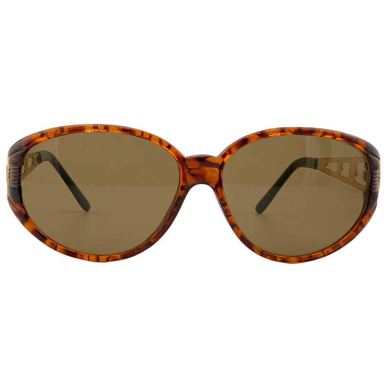 TORT/GOLD OVAL FRAME WITH BROWN LENSES