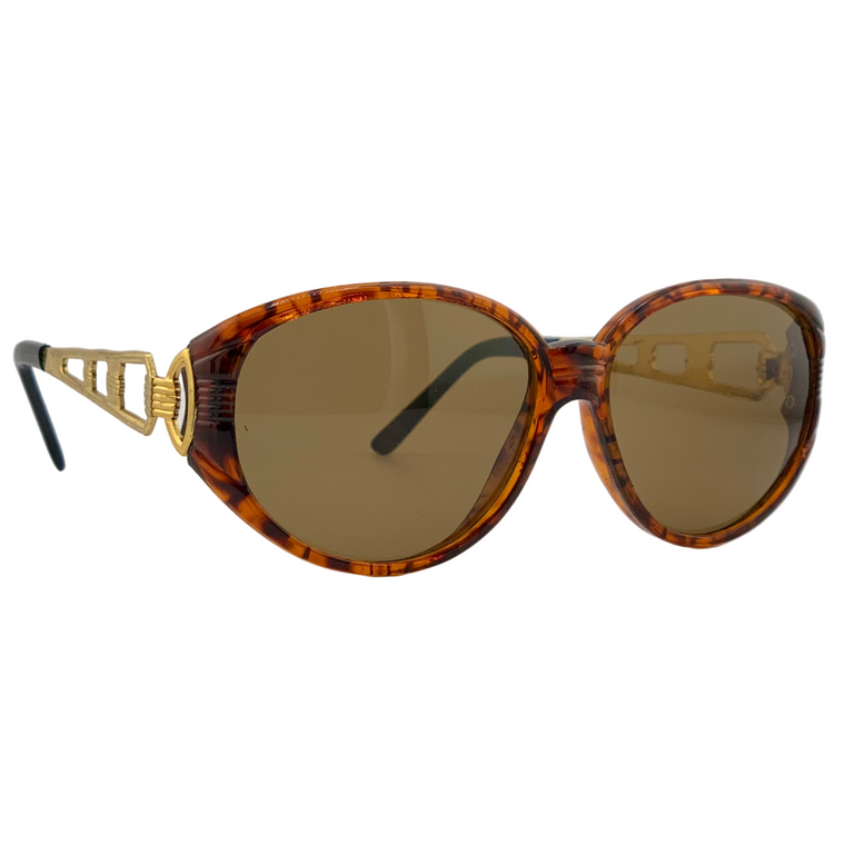 TORT/GOLD OVAL FRAME WITH BROWN LENSES