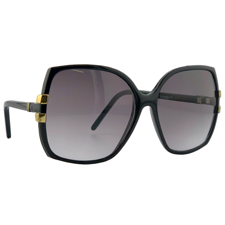 BLACK/GOLD SQUARE FRAME WITH SMOKE GRAD LENSES
