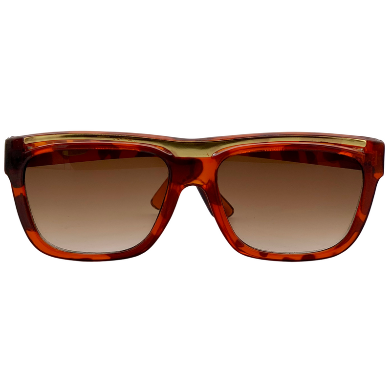 TORT/GOLD SQUARE FRAME WITH BROWN GRAD LENSES